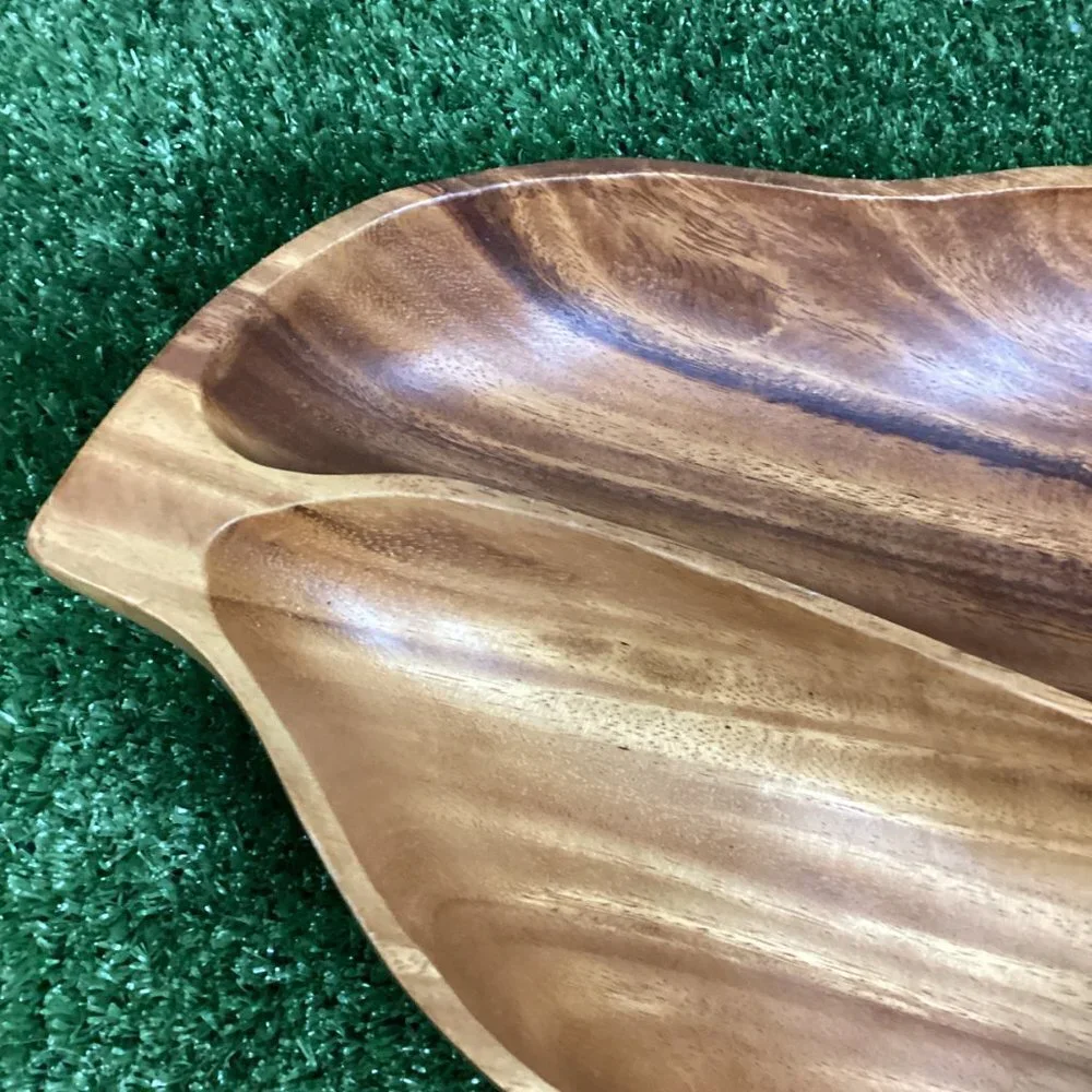 Vintage Monkey Pod Wooden Leaf Bowl